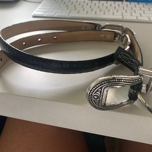 Brighton Black Leather BELT Silver Insets M/L-32